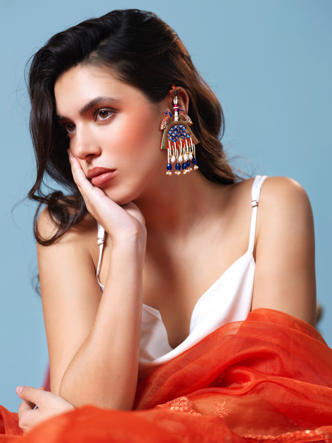 Radhika- Zardosi embroidered earrings with Peacock motifs!!