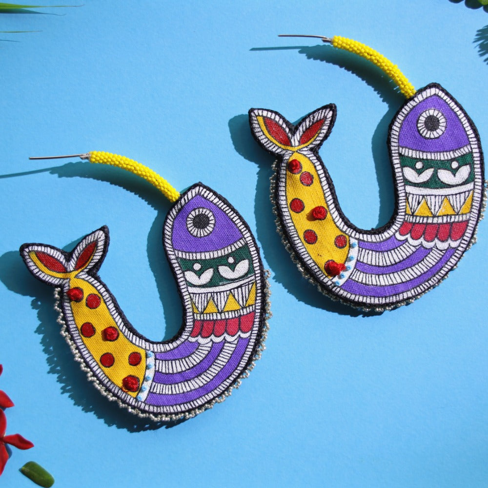 Oh Fish!! Handmade hoop earrings