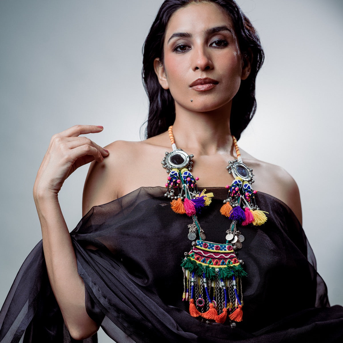 Favta Hai!! Traditional neckpiece with mirror tassels!!