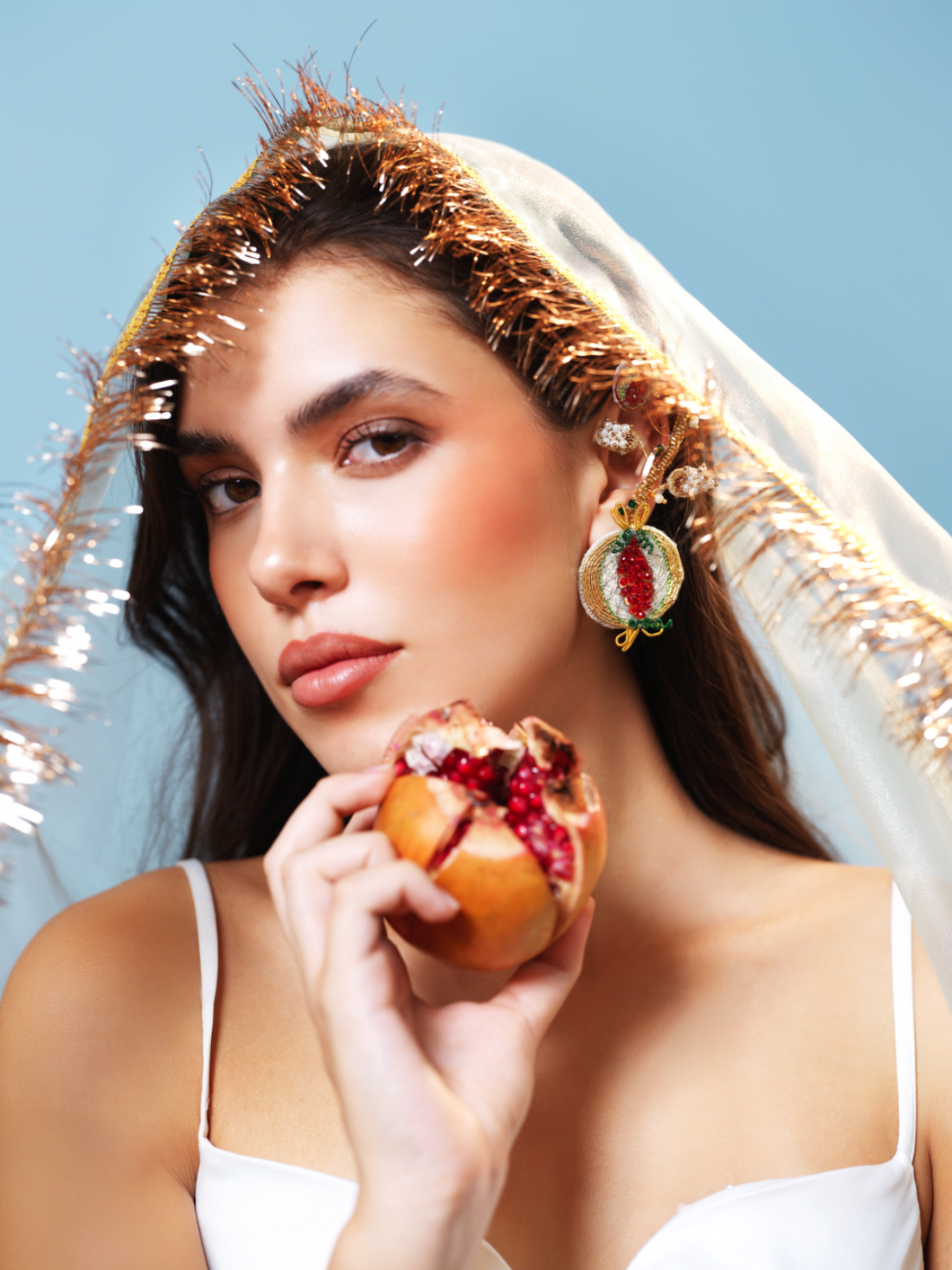 Padmaja- Zardosi embroidered earrings with pomegranate motif