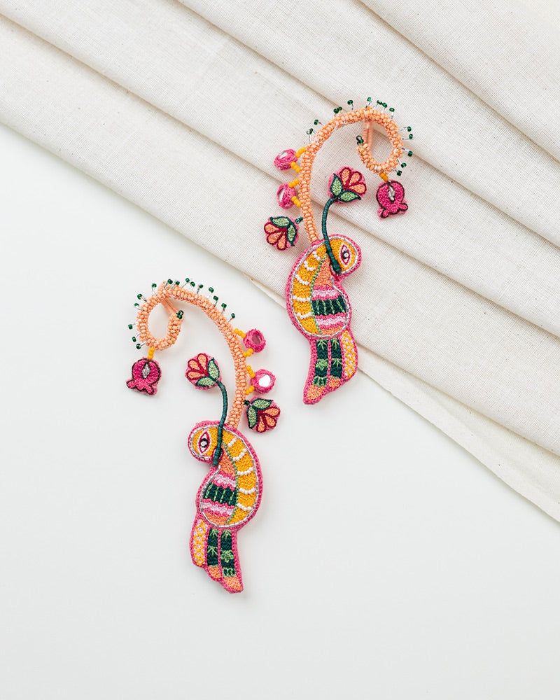 Raveena!! Handcrafted sparrow embroidered earcuffs