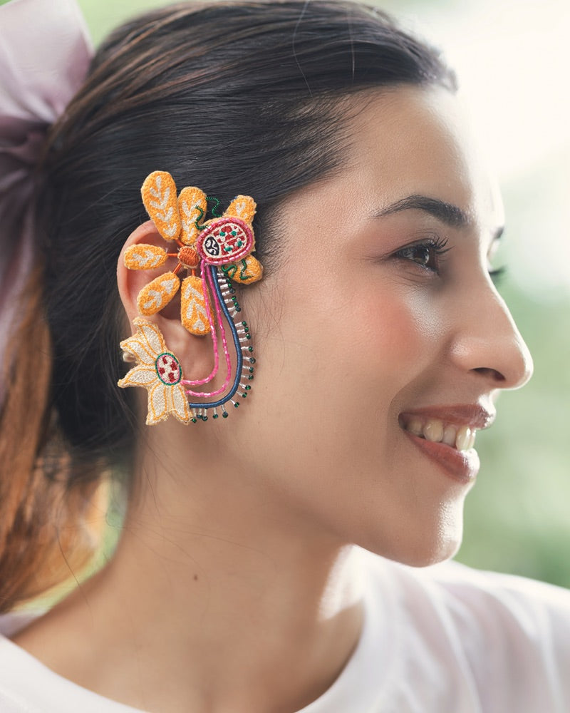 Kajol!! Handcrafted floral embroidered earcuffs