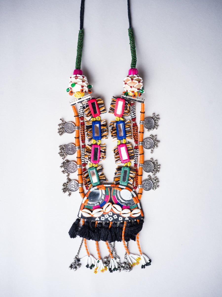 Dodh Dahyo!! Handcrafted traditional embroidery mirror neckpiece