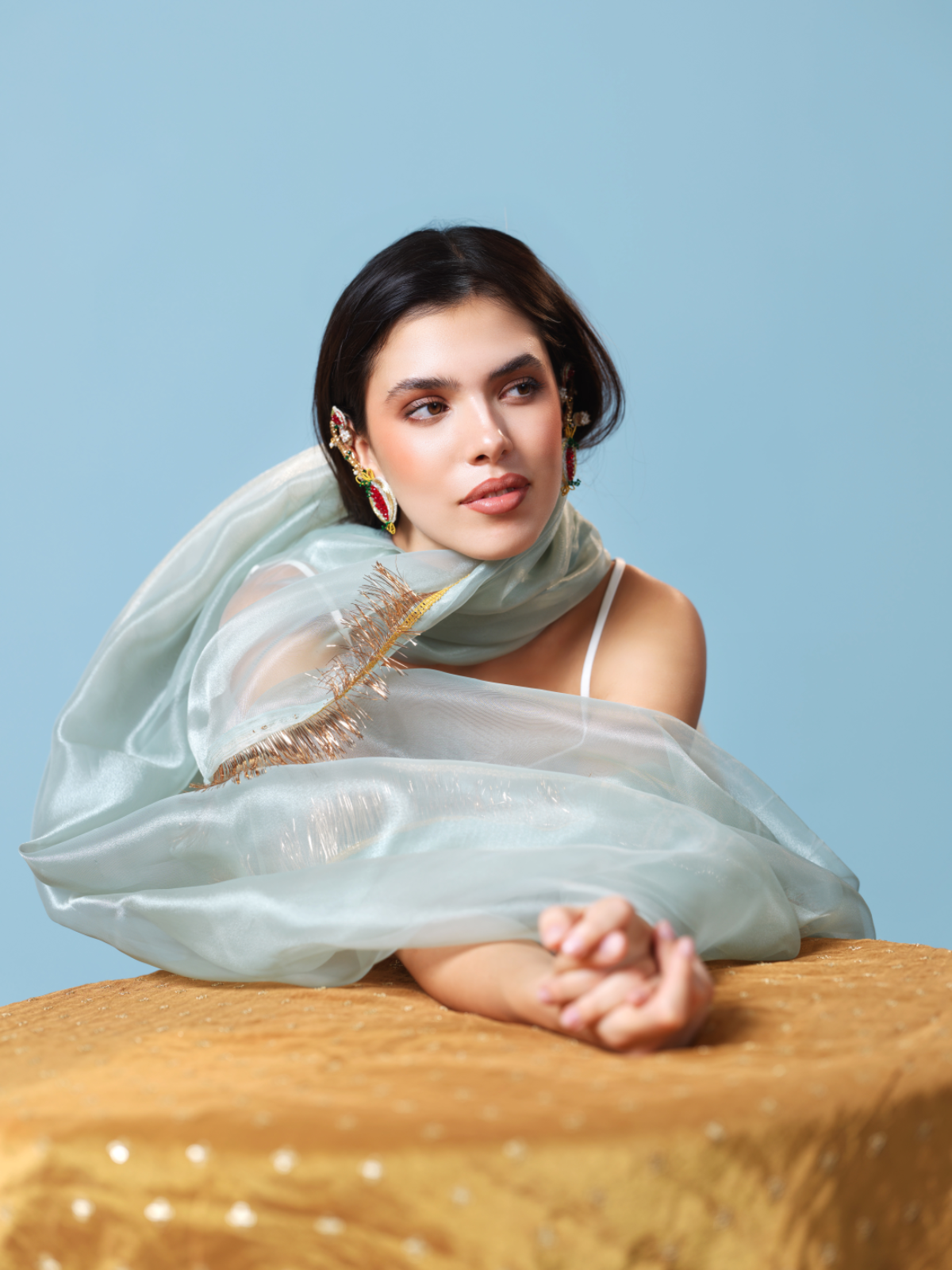 Padmaja- Zardosi embroidered earrings with pomegranate motif