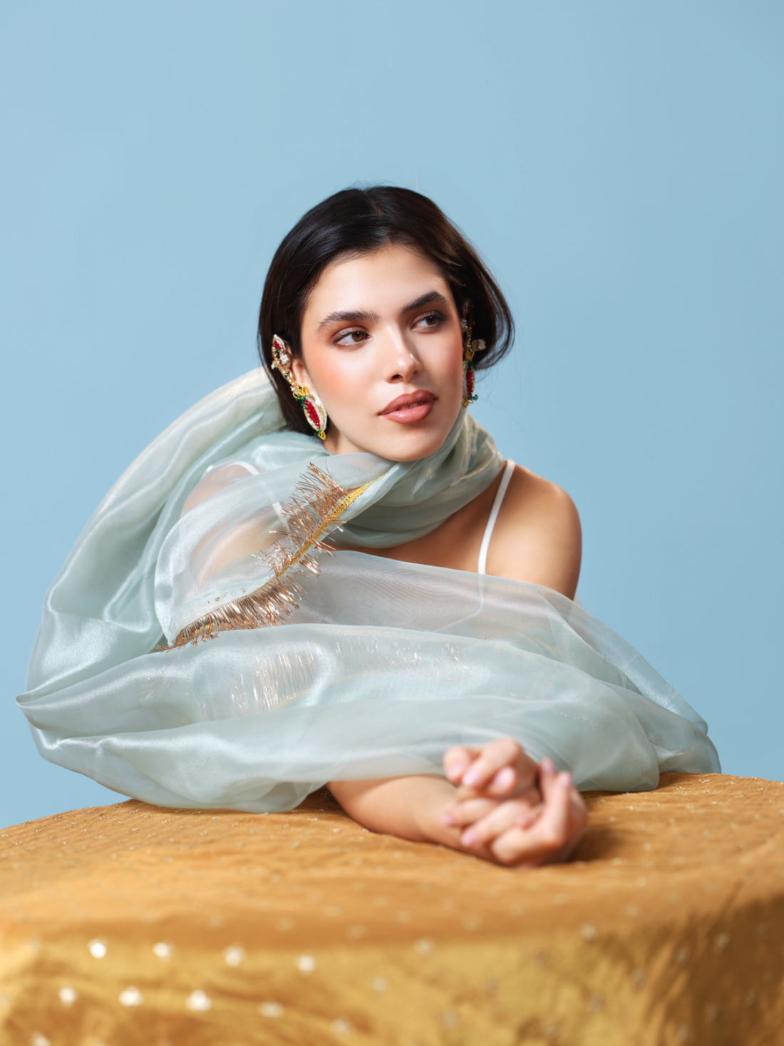 Padmaja- Zardosi embroidered earrings with pomegranate motif