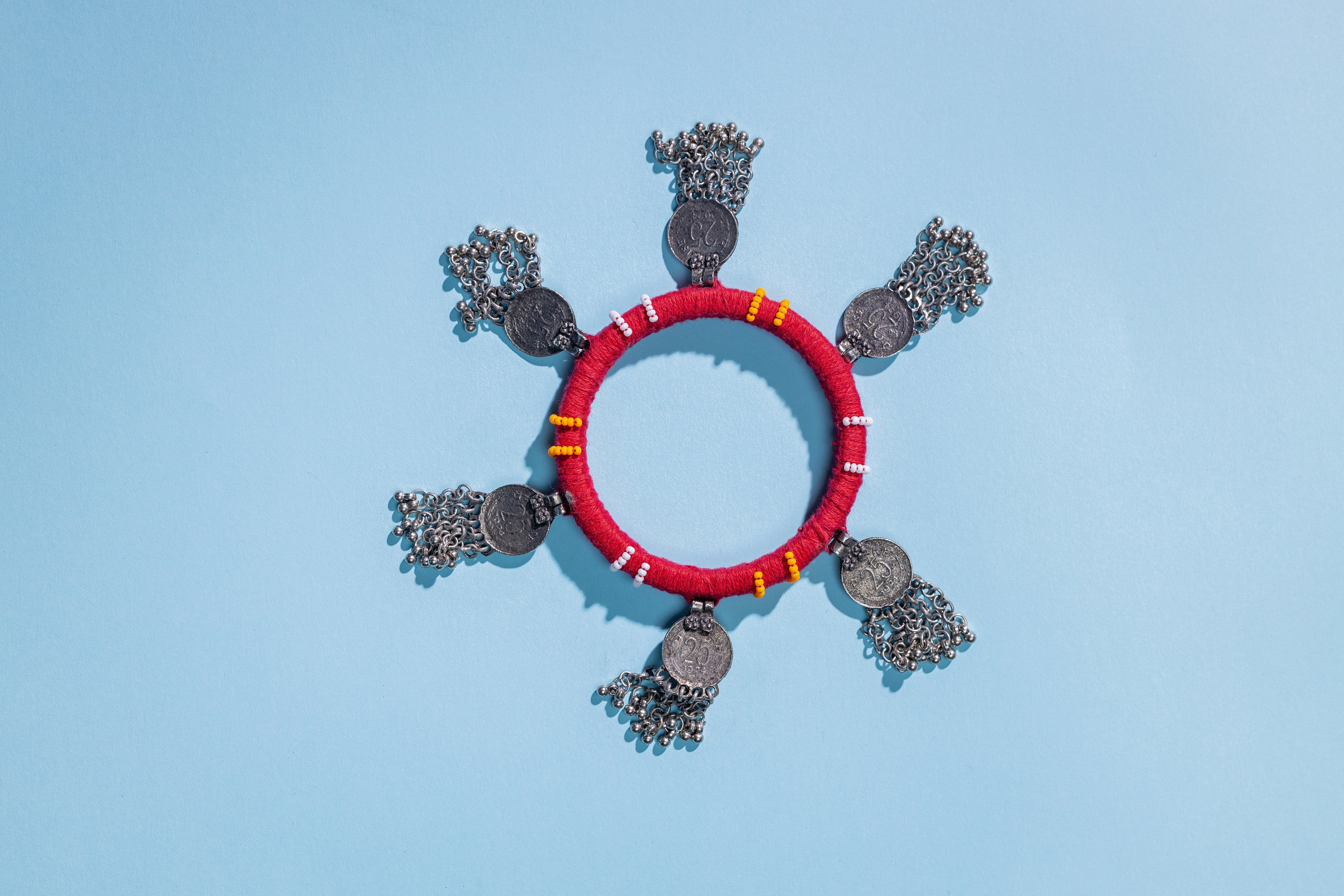 Handcrafted Coin and Beads bangle