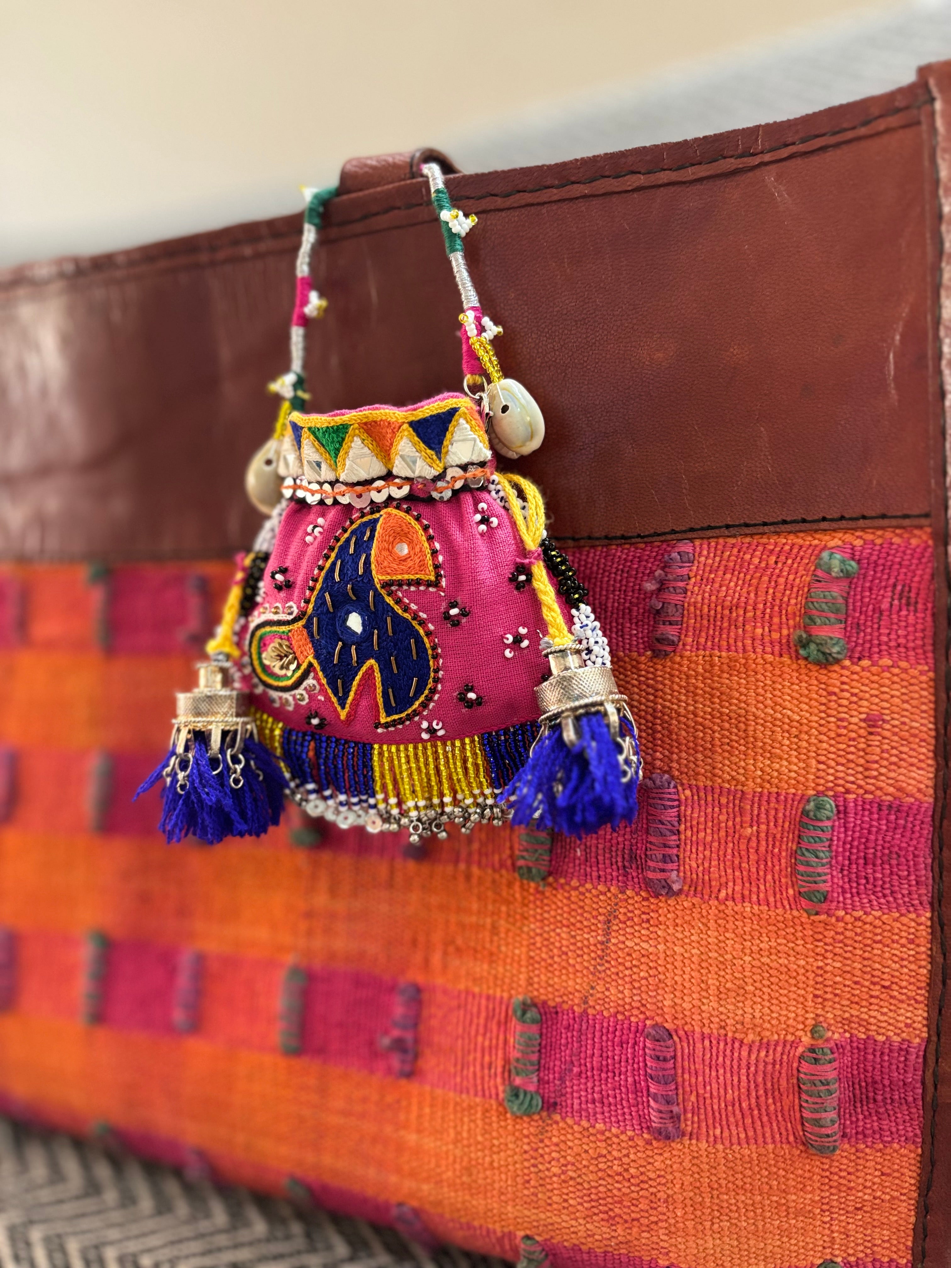 Peacock embroidery Coin and Airpod Potli Purse!!