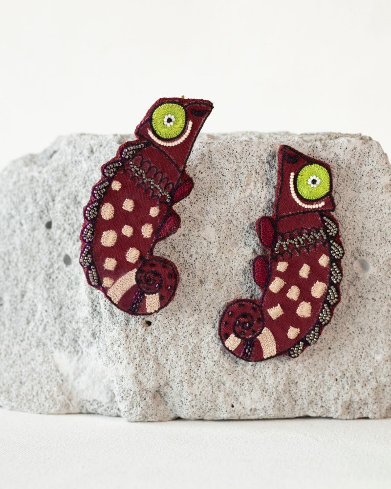 Chill Pill! Handmade chameleon earrings