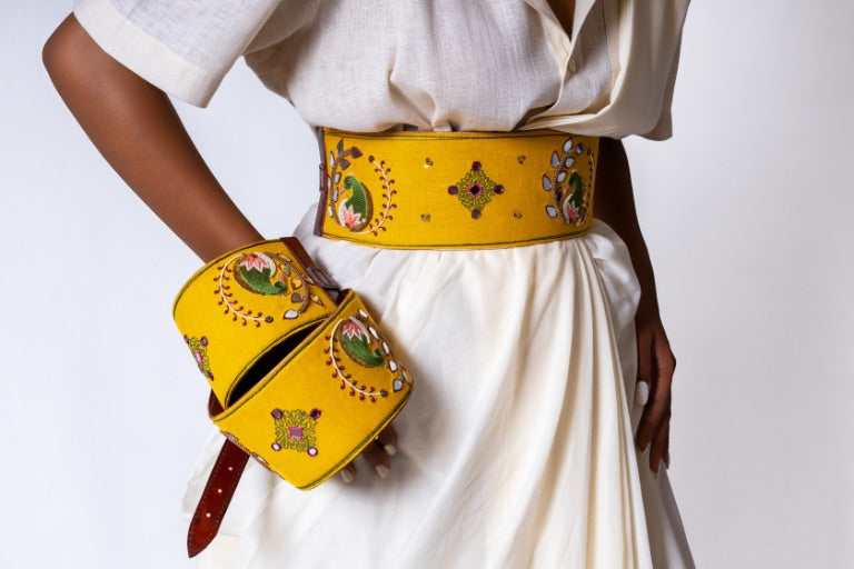 Pictionary handcrafted leather belt