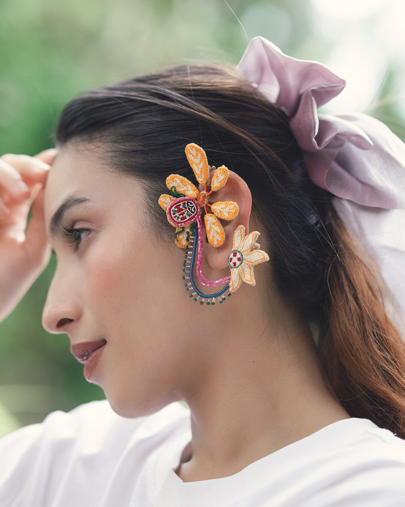 Kajol!! Handcrafted floral embroidered earcuffs
