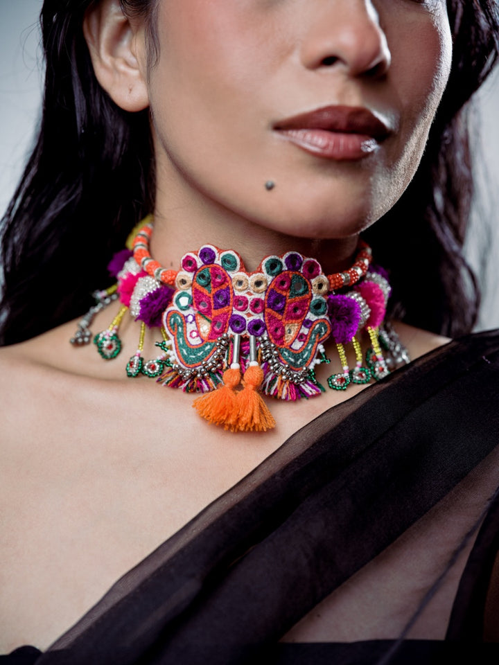 Leela Laher!! Handcrafed traditional 2 peacock choker!!
