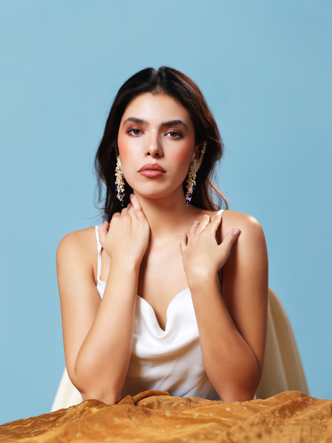 Shivranjani- Zardosi embroidered earcuffs with lotus motif