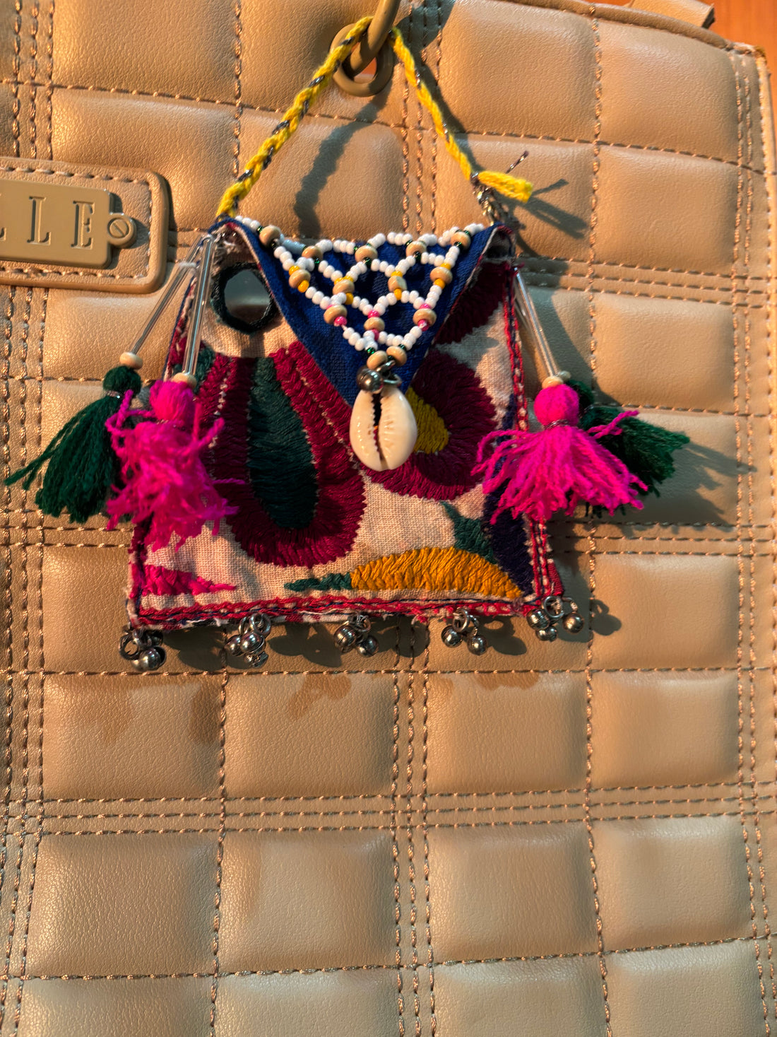 Vintage handcrafted coin and tiny accessories purse/bag charm!!