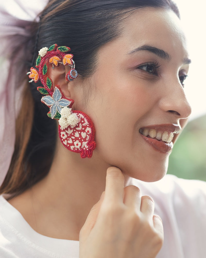 Karishma!! Handcrafted pomegranate embroidered earrings