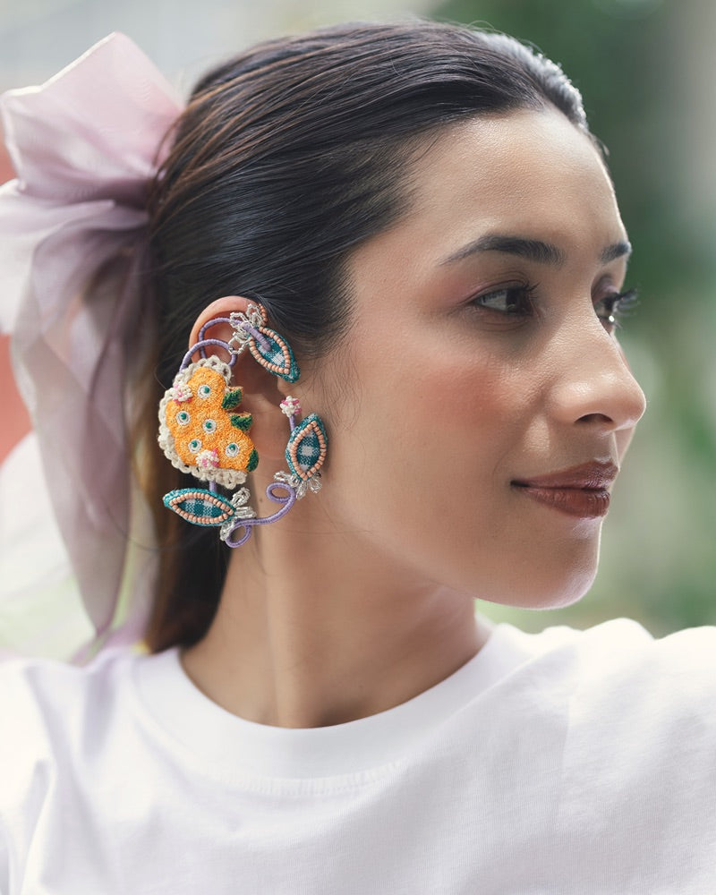 Juhi!! Handcrafted embroidered floral earcuffs