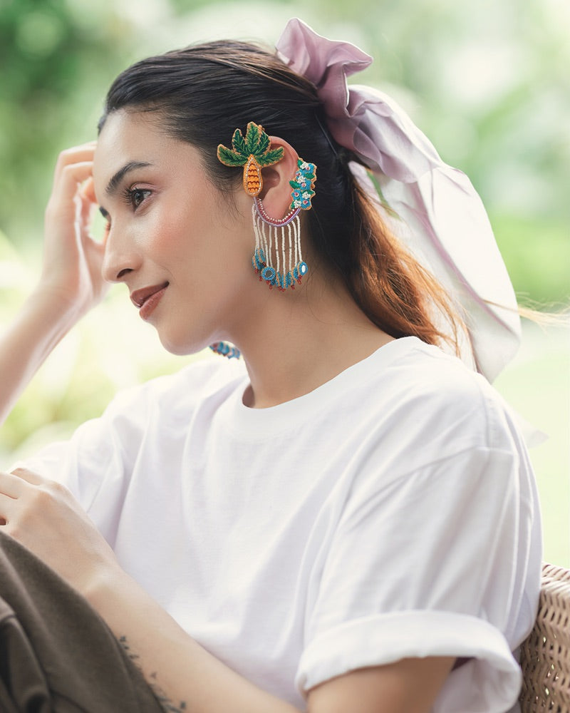 Shilpa!! Handcrafted coconut tree embroidered earcuff