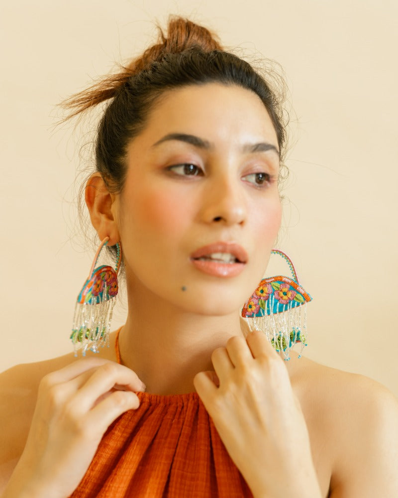 Tulum handmade floral hoop earrings