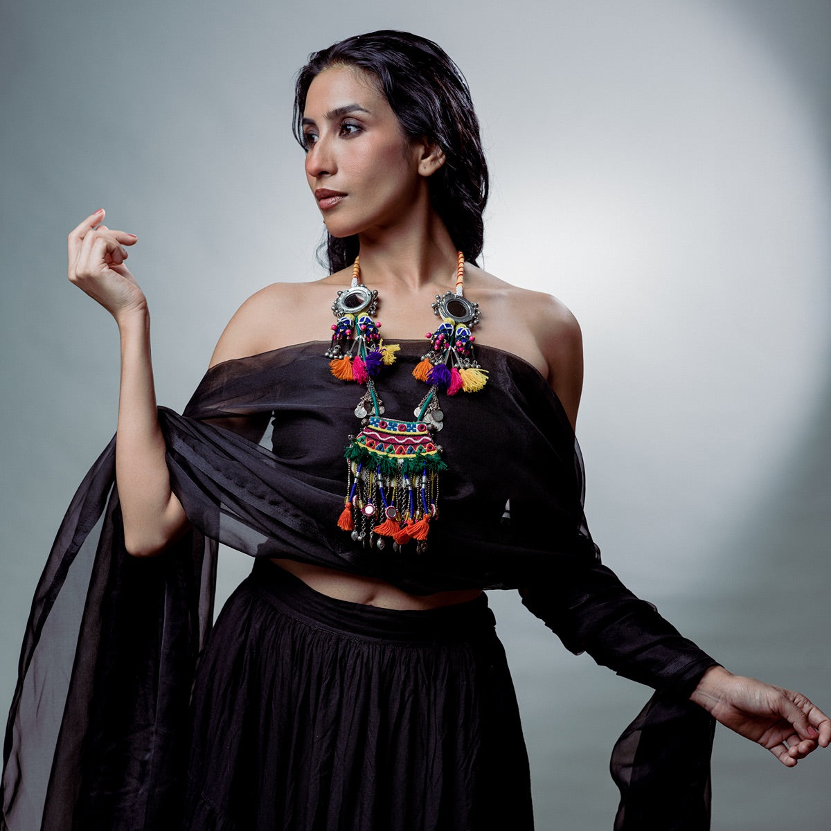 Favta Hai!! Traditional neckpiece with mirror tassels!!