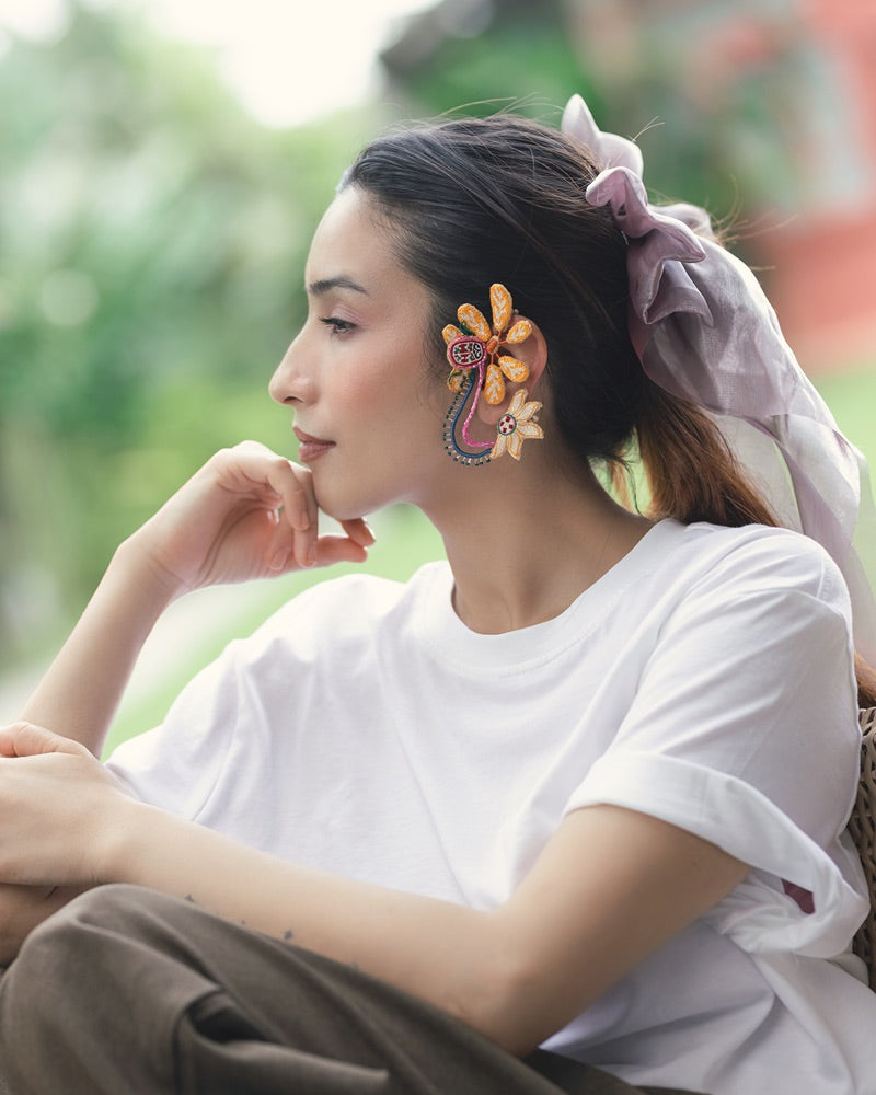 Kajol!! Handcrafted floral embroidered earcuffs