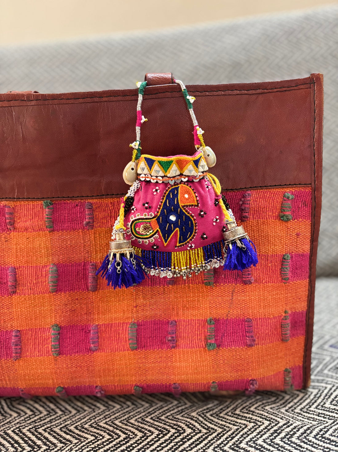 Peacock embroidery Coin and Airpod Potli Purse!!