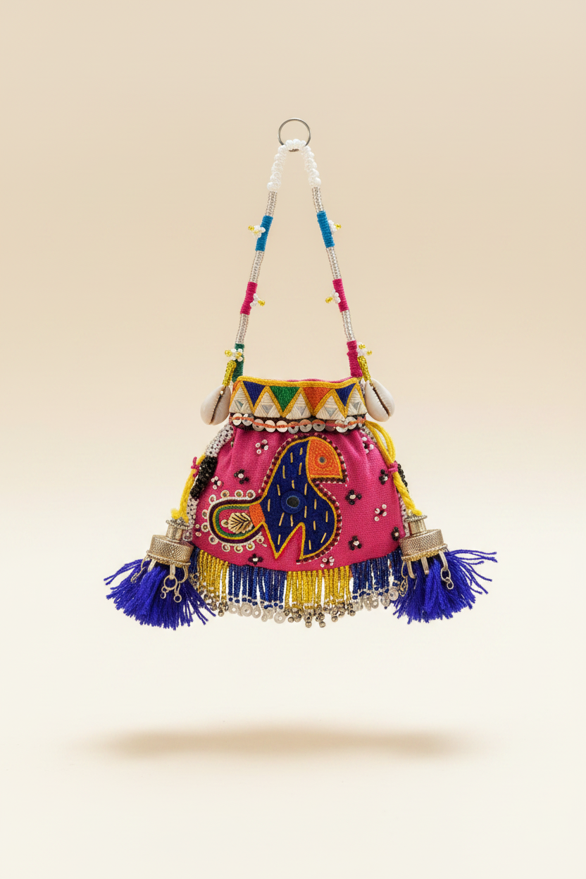 Peacock embroidery Coin and Airpod Potli Purse!!