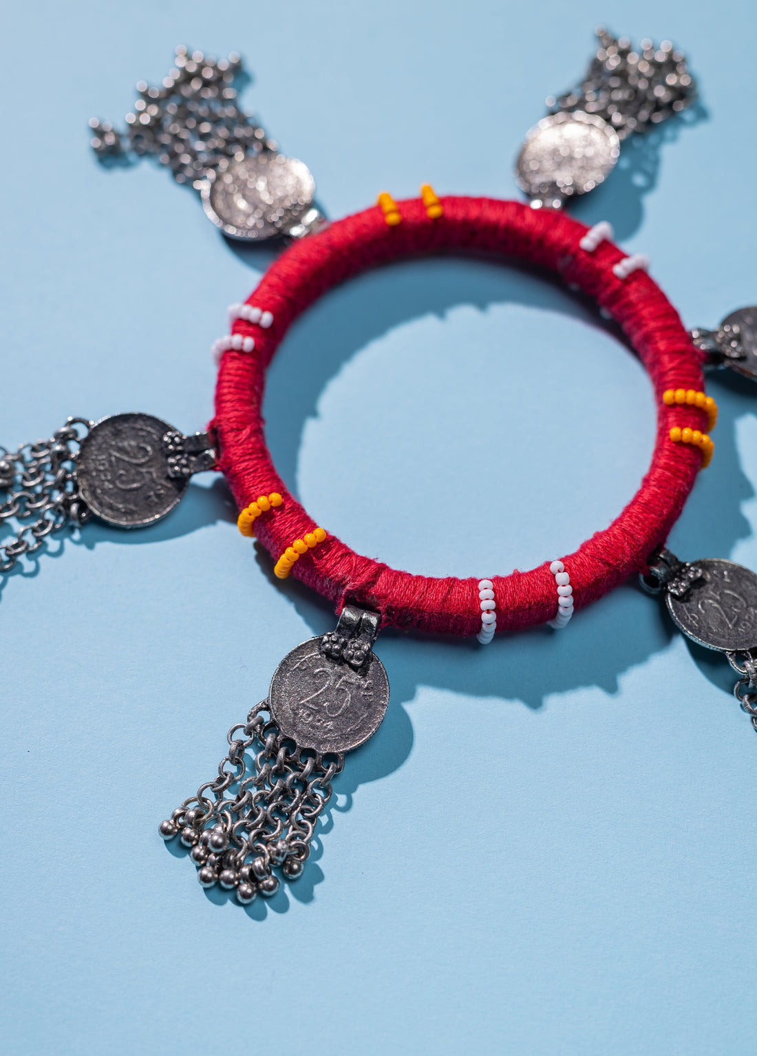 Handcrafted Coin and Beads bangle