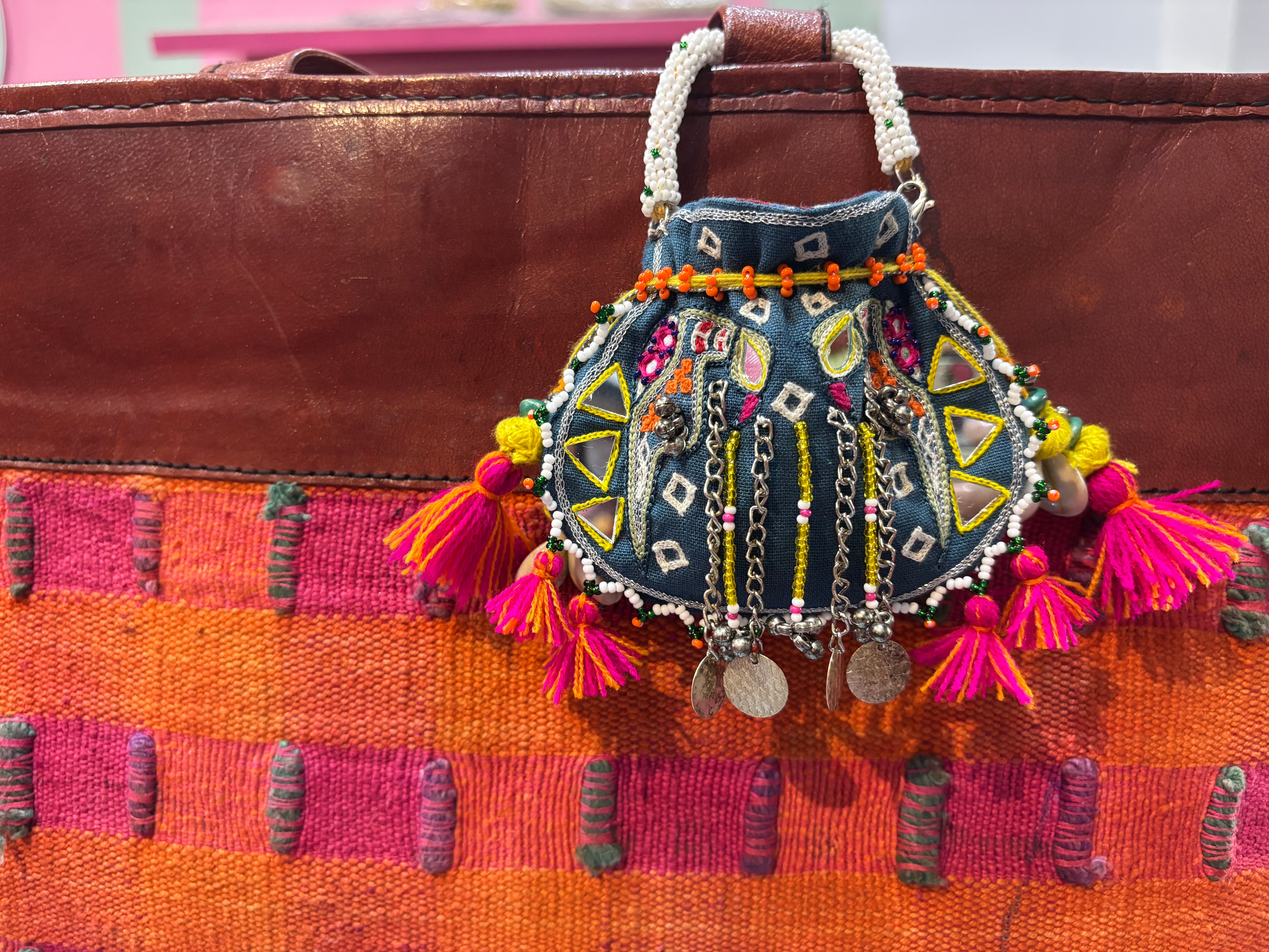Sparrow embroidered Coin and Airpod Potli Purse