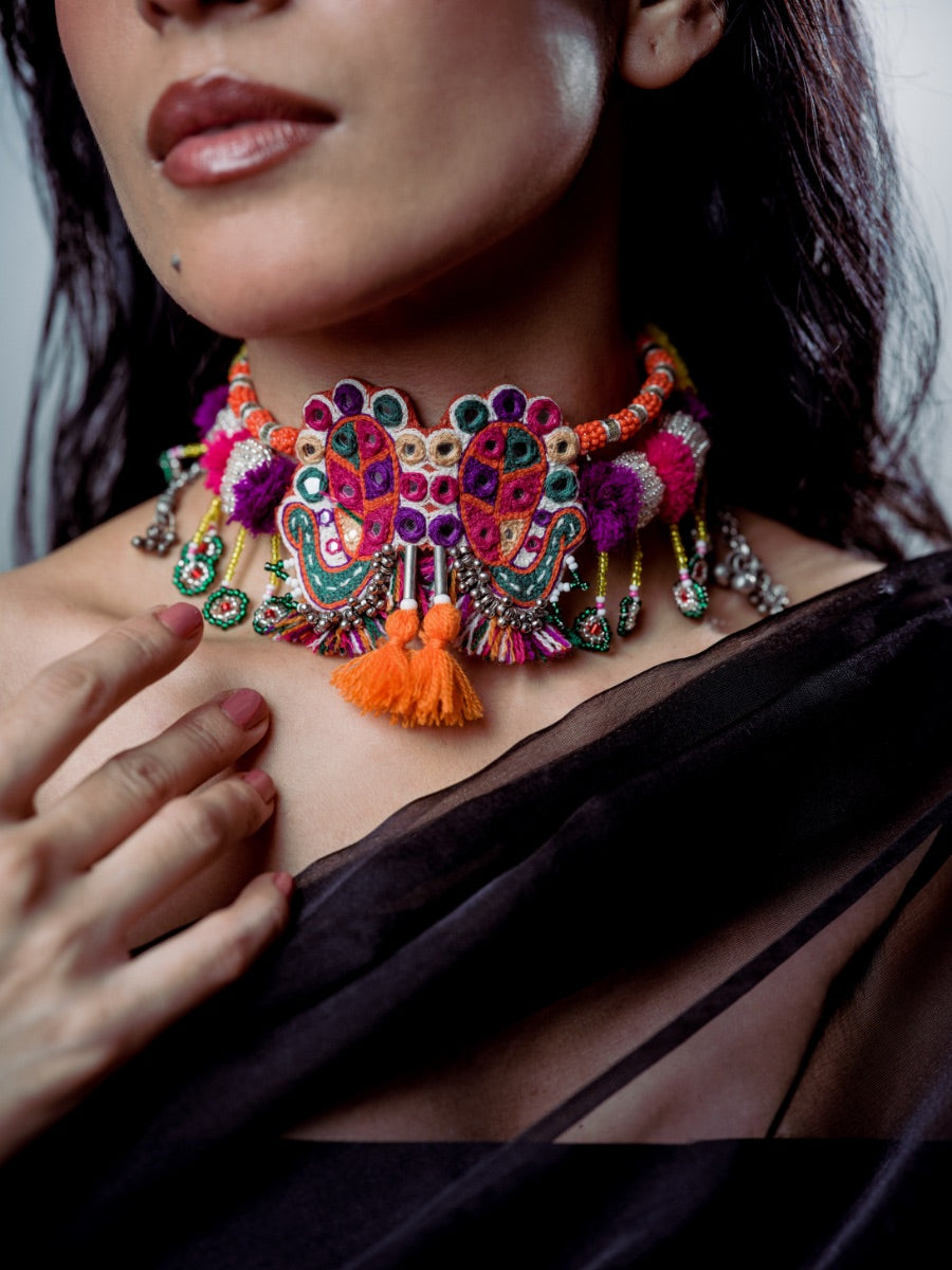Leela Laher!! Handcrafed traditional 2 peacock choker!!