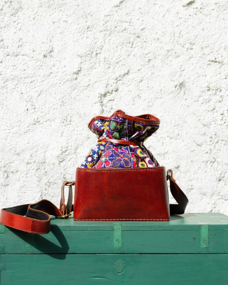 Gamthi potli handcrafted leather bag (rectangle)