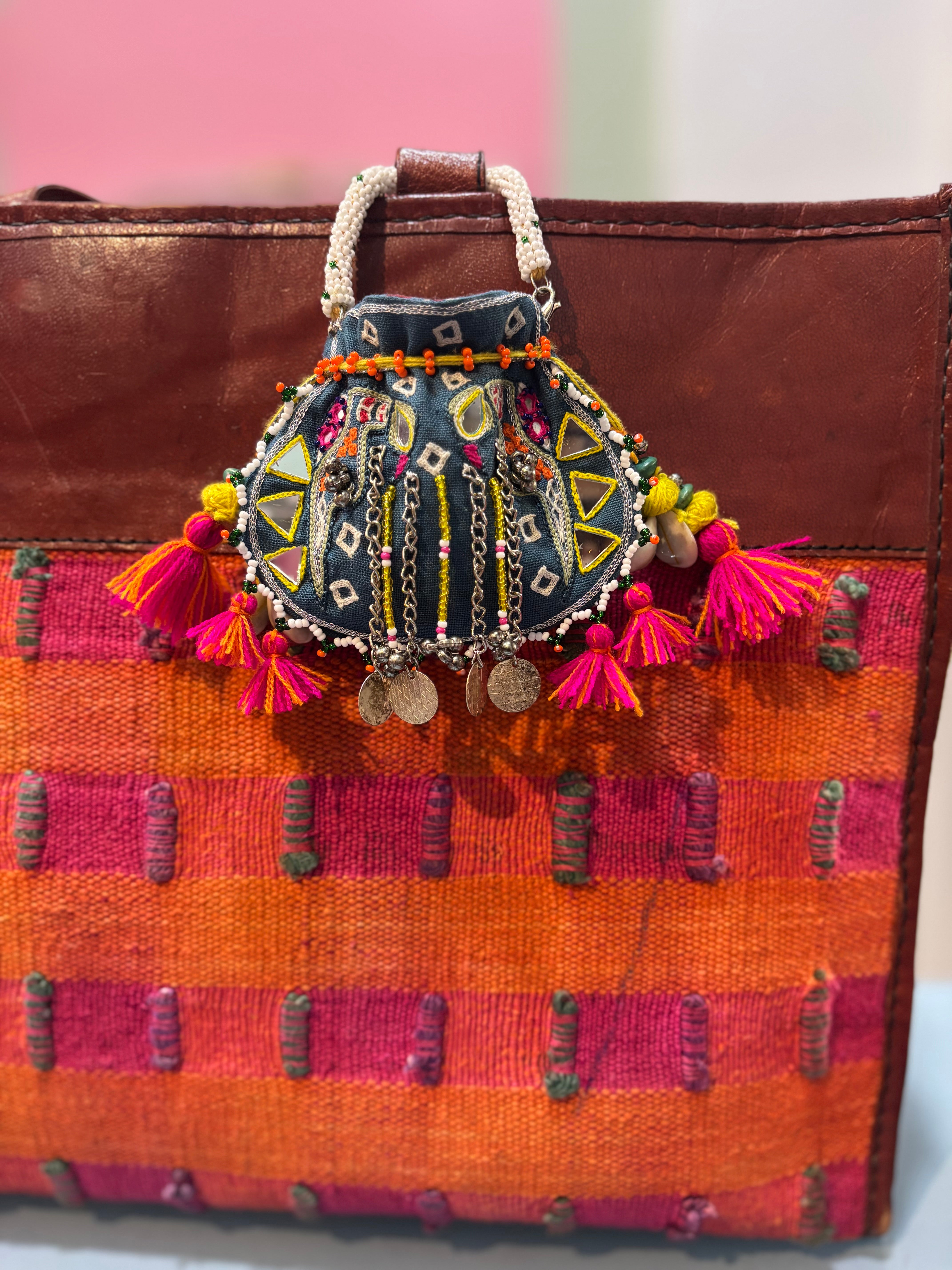 Sparrow embroidered Coin and Airpod Potli Purse