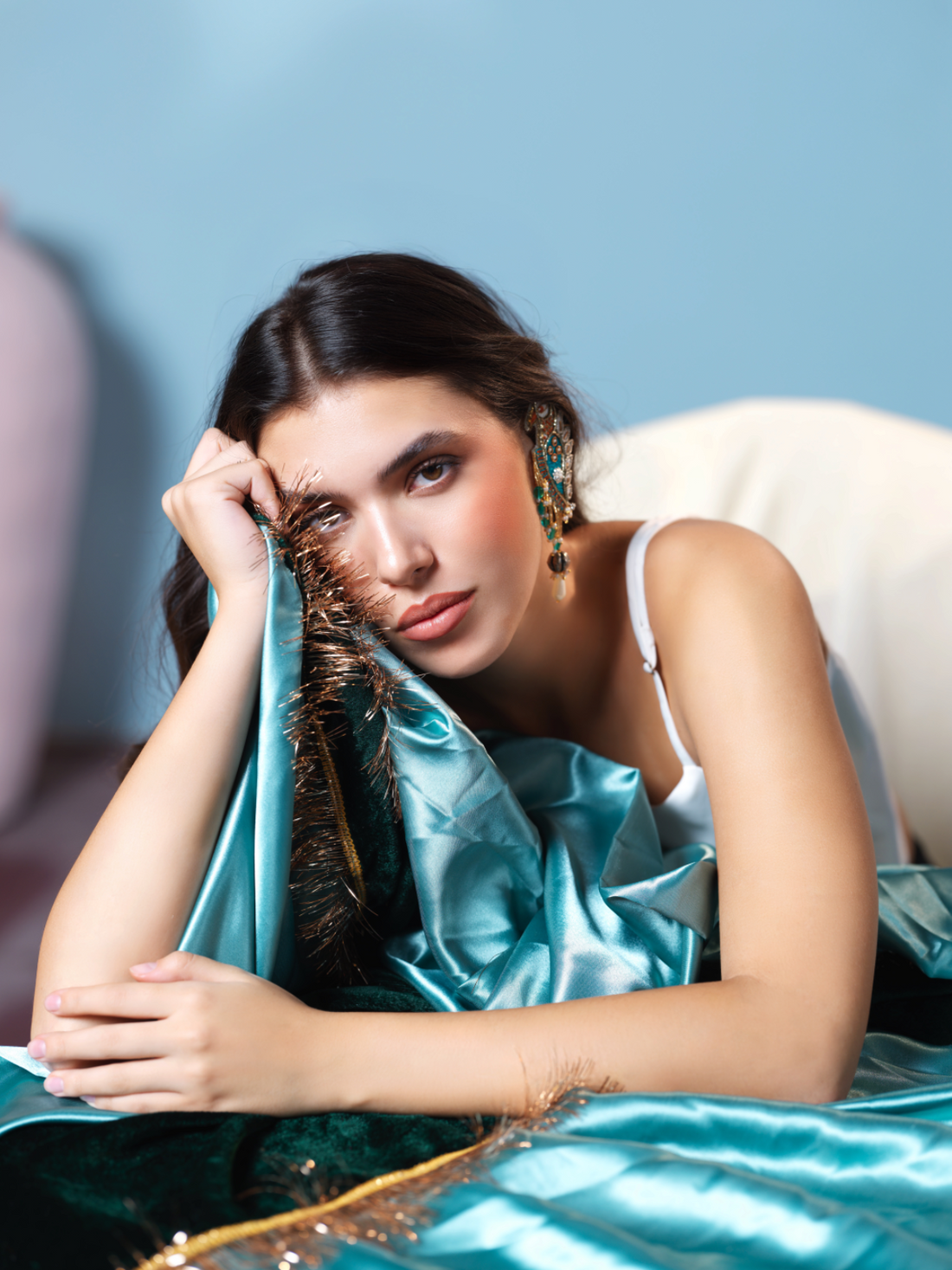 Padmini- Zardosi embroidered earcuffs with sparrow motif
