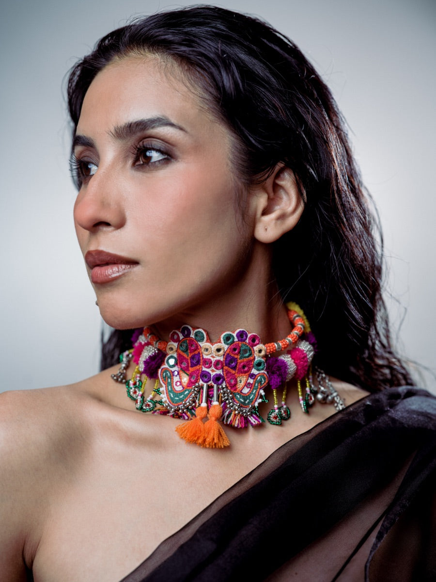 Leela Laher!! Handcrafed traditional 2 peacock choker!!