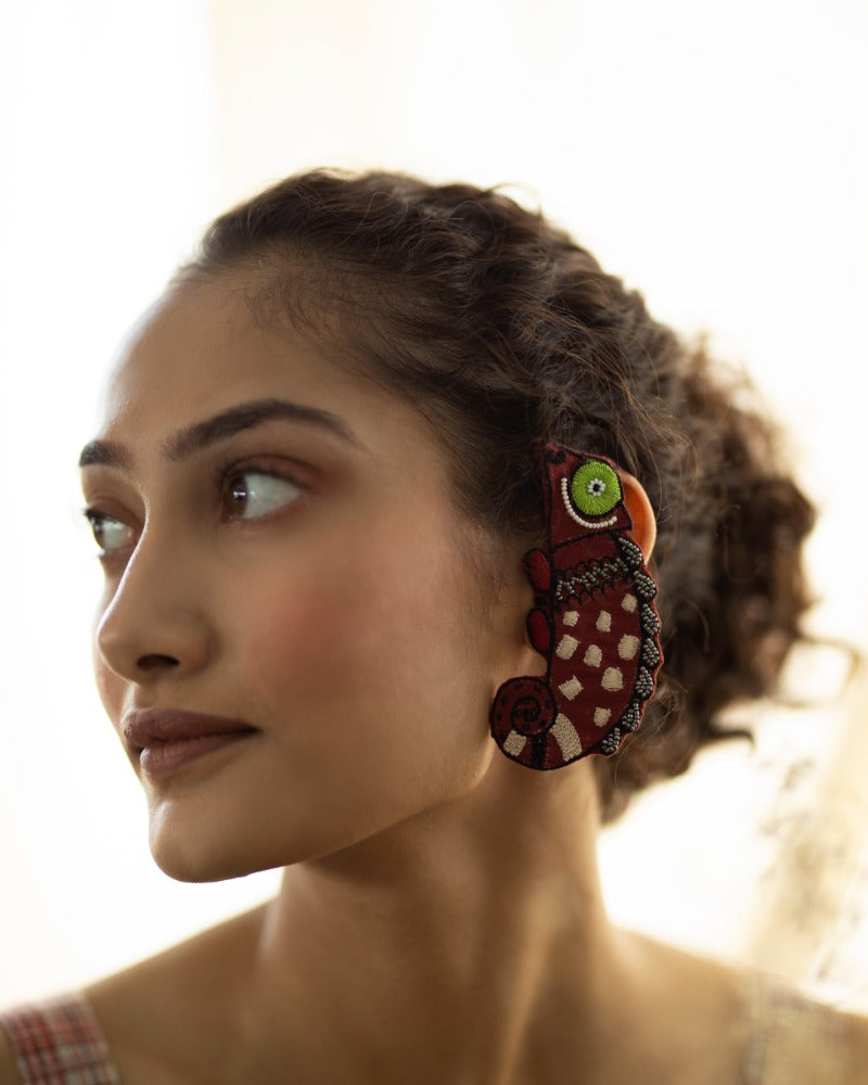 Chill Pill! Handmade chameleon earrings