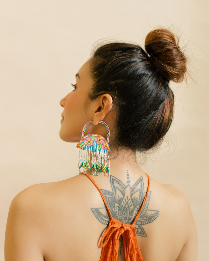 Tulum handmade floral hoop earrings