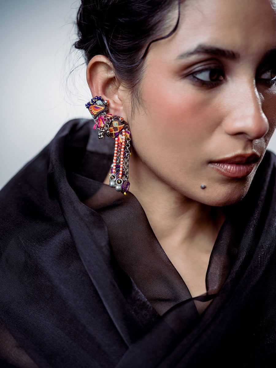Luchhi!! Handcrafted traditional embroidery sparrow earcuffs