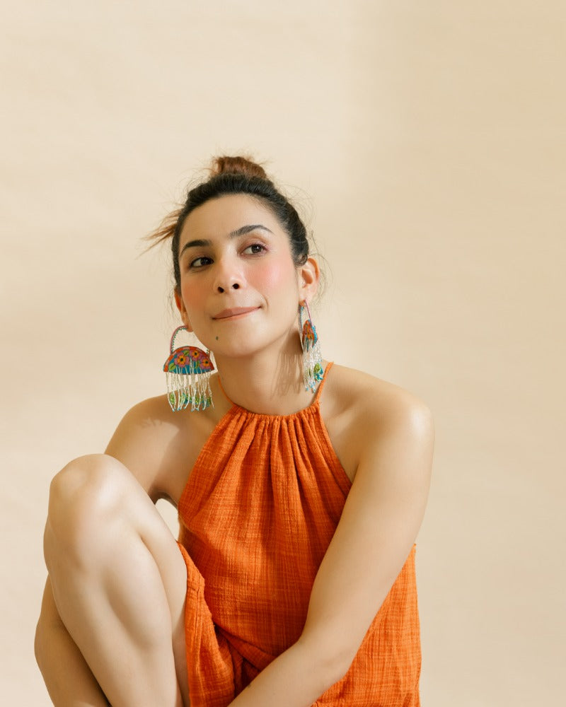 Tulum handmade floral hoop earrings