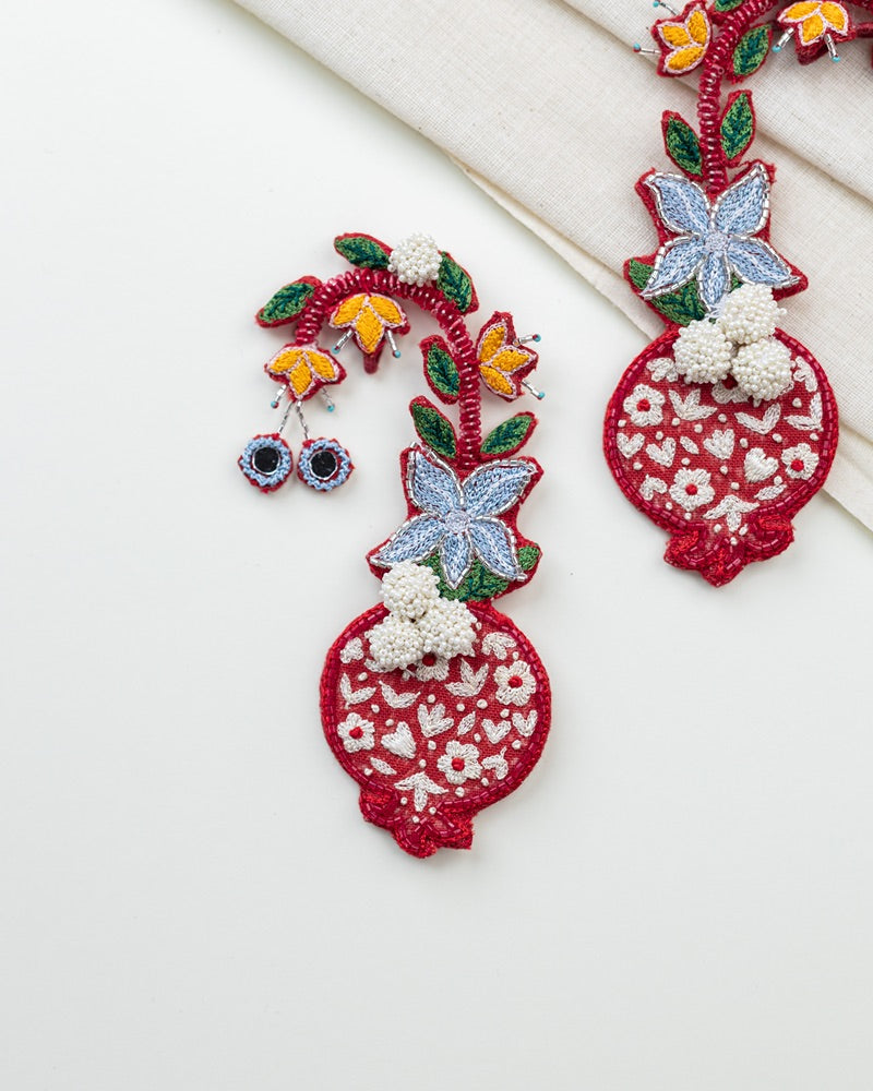 Karishma!! Handcrafted pomegranate embroidered earrings