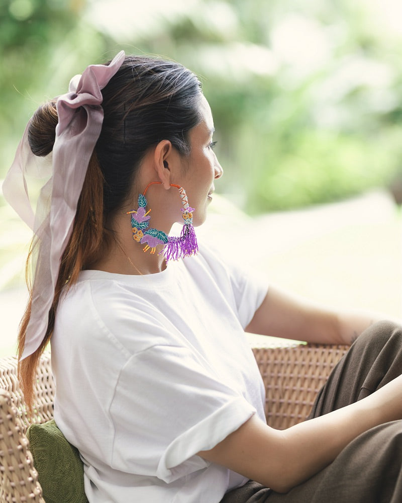 Urmila!! Handcrafted floral embroidered hoop earrings