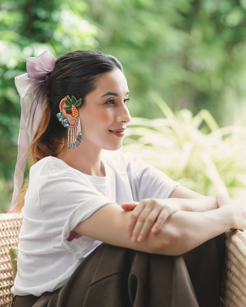 Shilpa!! Handcrafted coconut tree embroidered earcuff