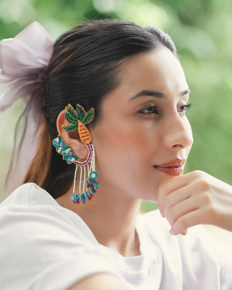 Shilpa!! Handcrafted coconut tree embroidered earcuff
