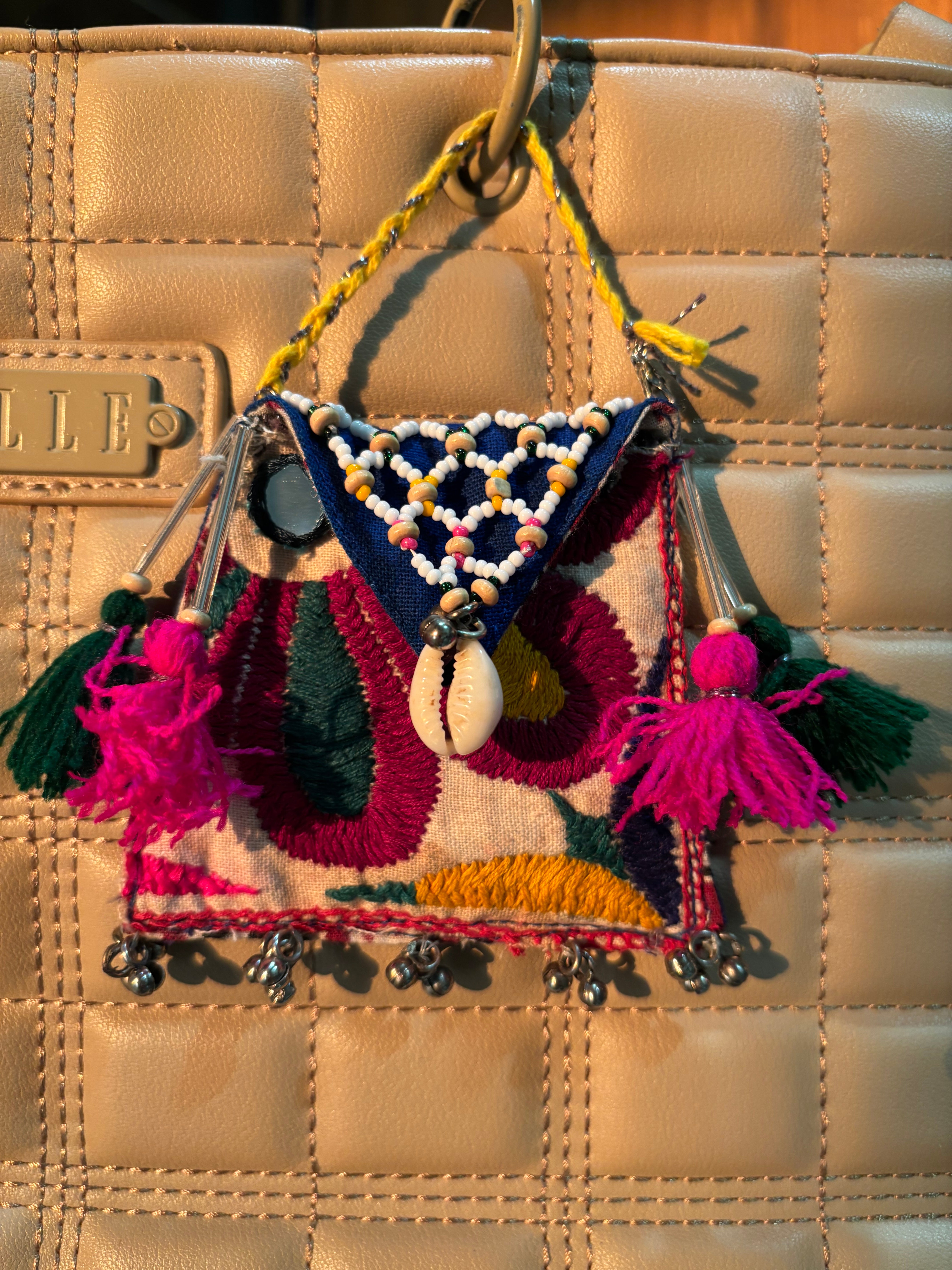 Vintage handcrafted coin and tiny accessories purse/bag charm!!