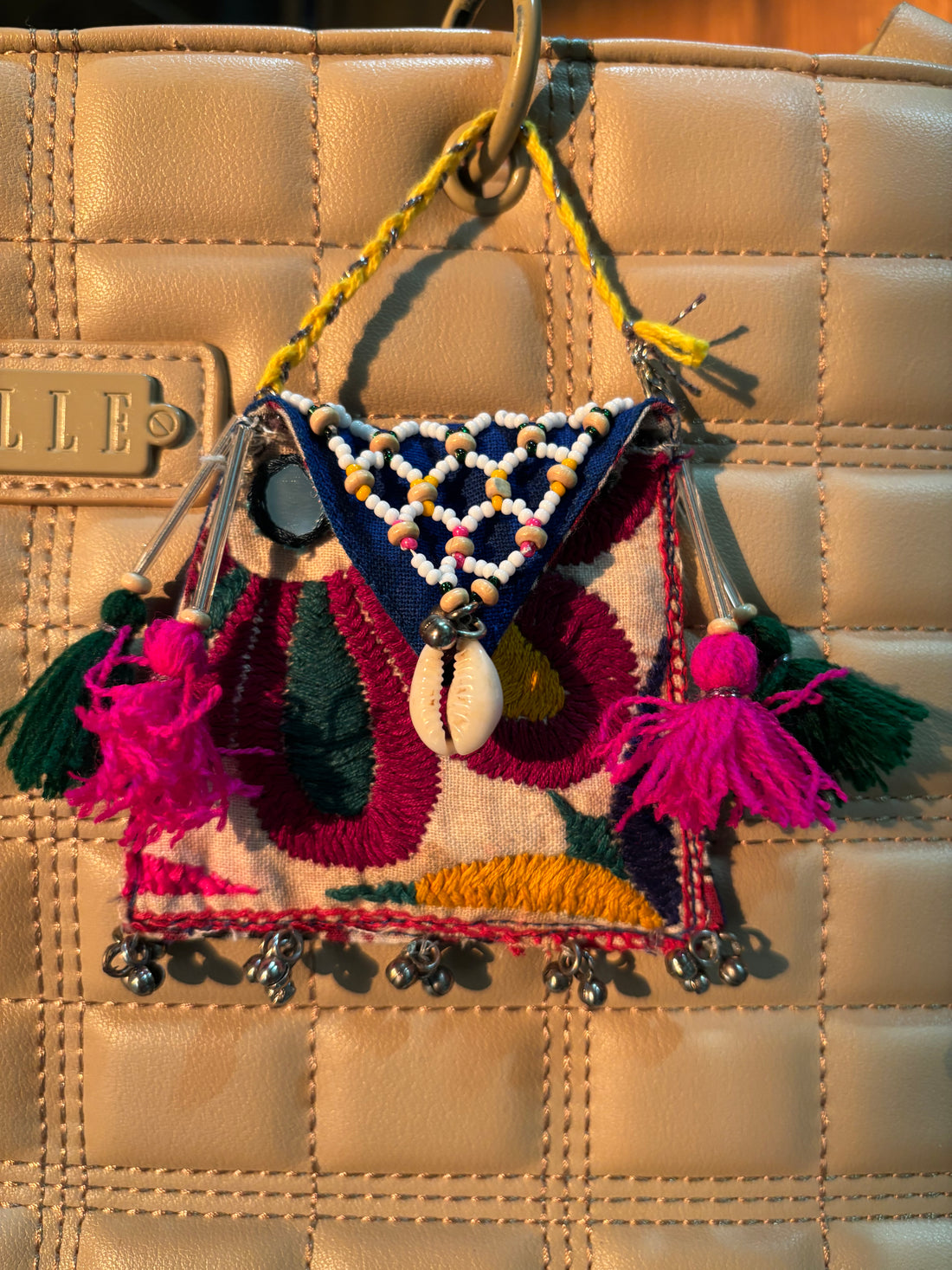 Vintage handcrafted coin and tiny accessories purse/bag charm!!