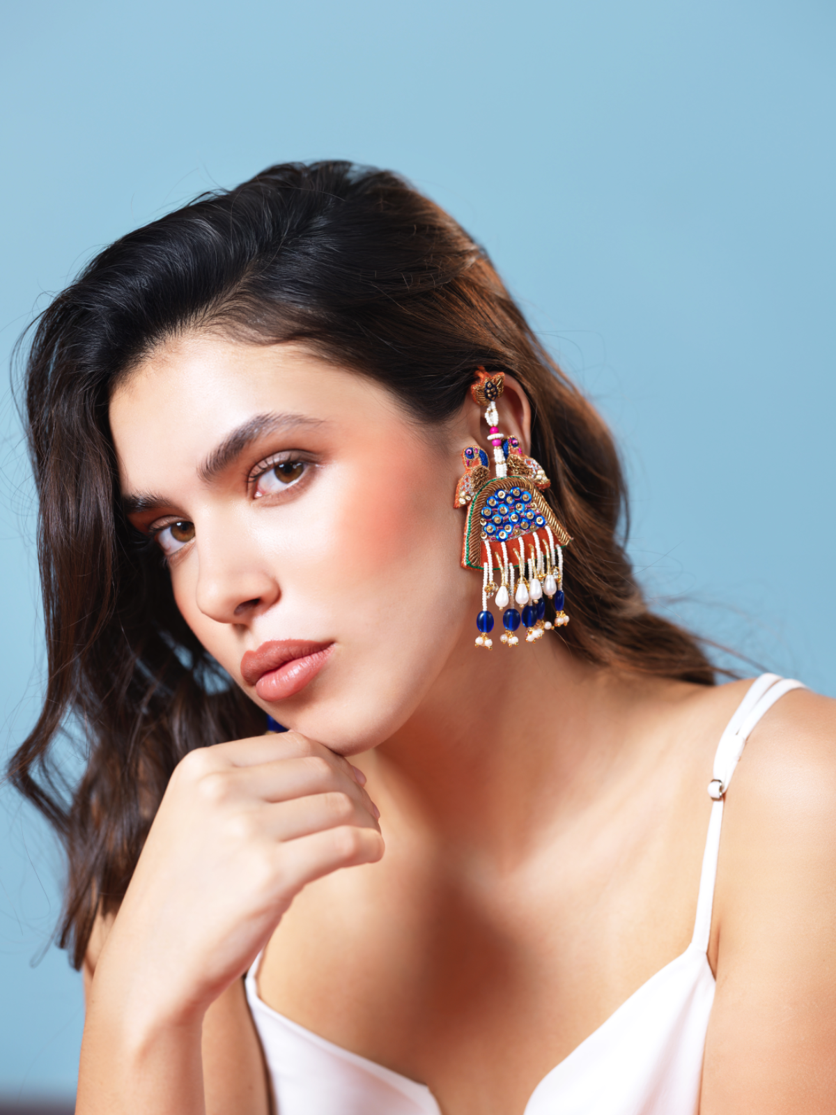 Radhika- Zardosi embroidered earrings with Peacock motifs!!