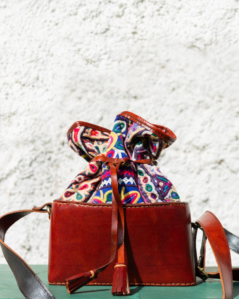 Gamthi potli handcrafted leather bag (rectangle)