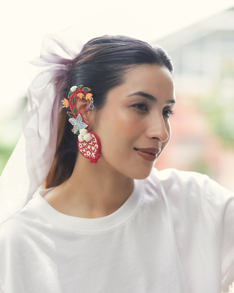 Karishma!! Handcrafted pomegranate embroidered earrings