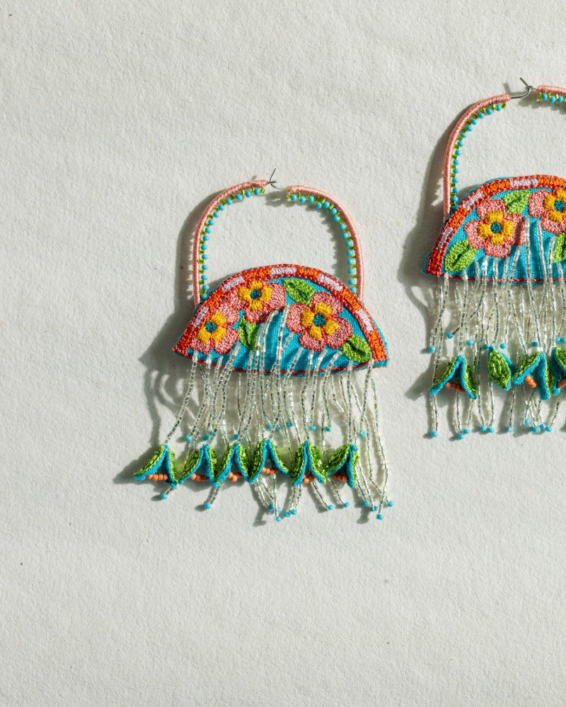 Tulum handmade floral hoop earrings