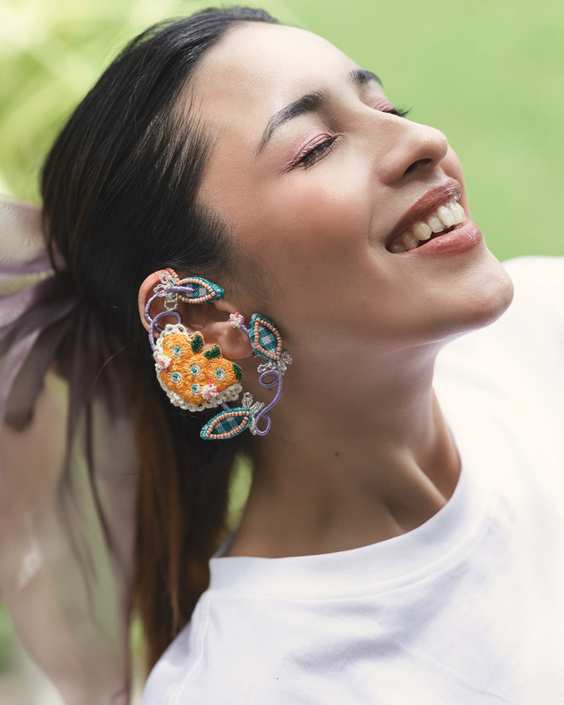 Juhi!! Handcrafted embroidered floral earcuffs