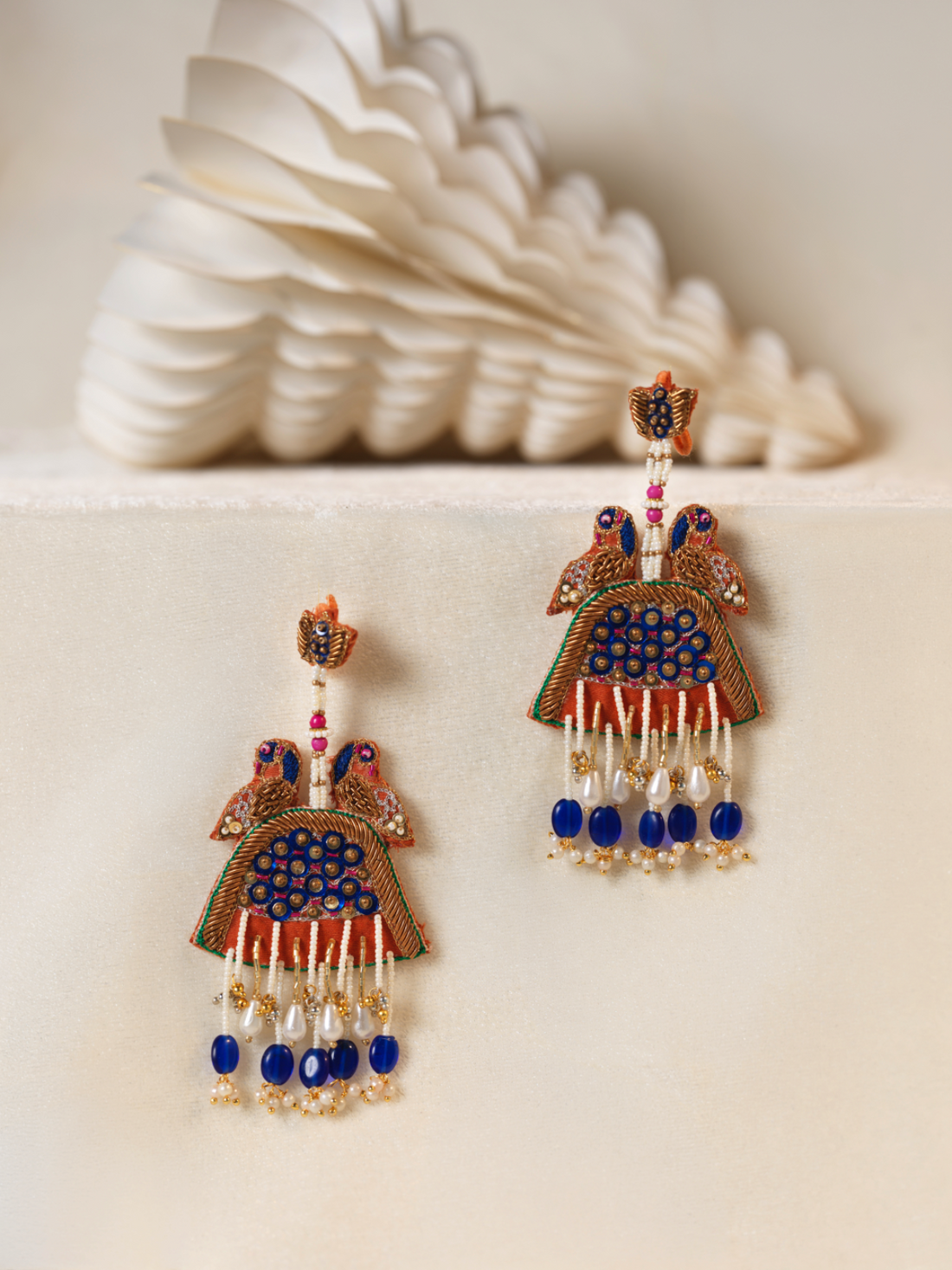 Radhika- Zardosi embroidered earrings with Peacock motifs!!