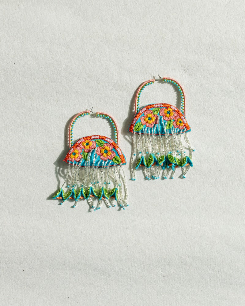 Tulum handmade floral hoop earrings