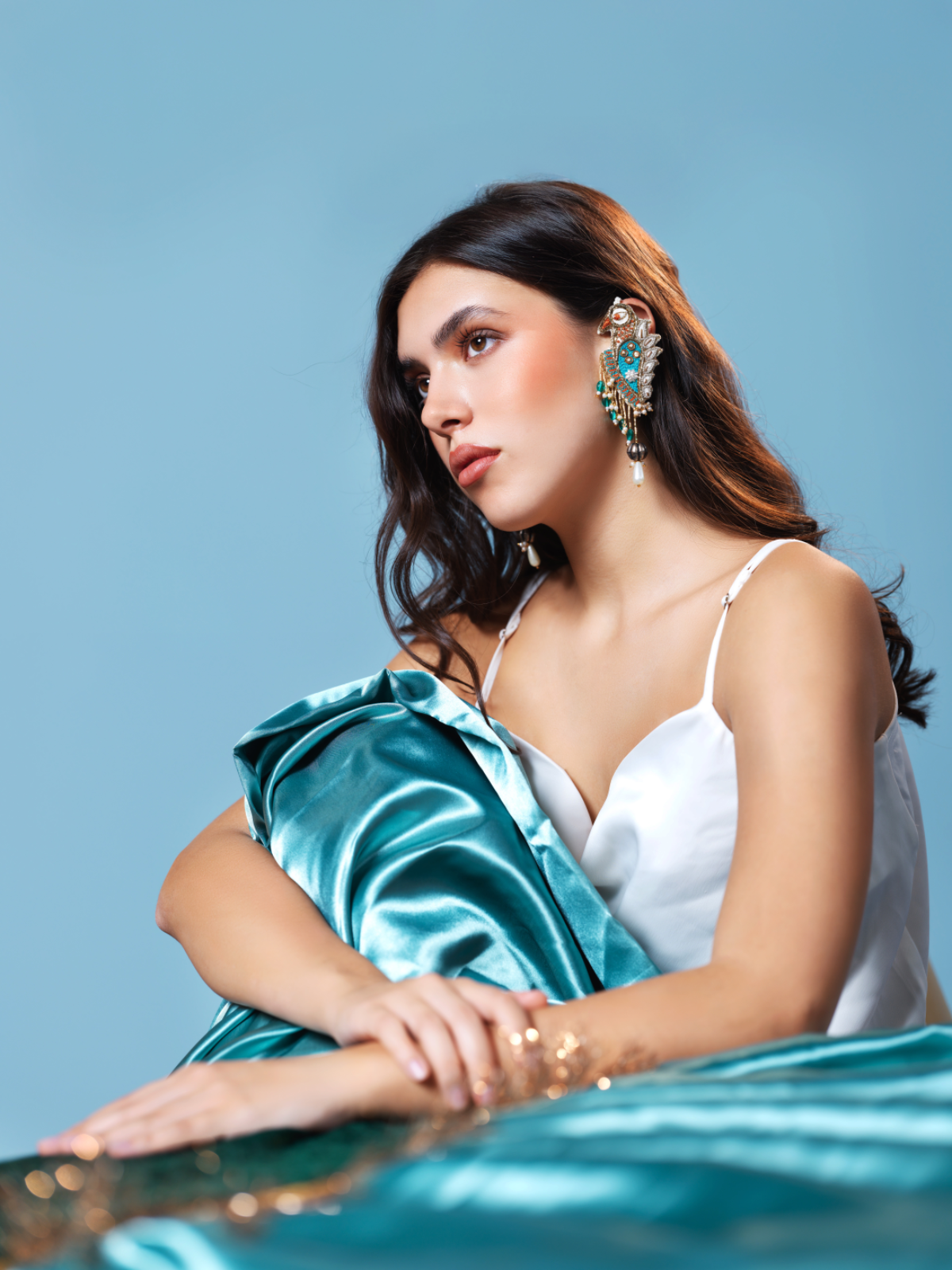 Padmini- Zardosi embroidered earcuffs with sparrow motif